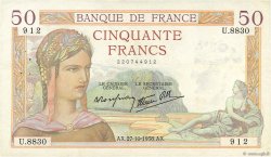 50 Francs CÉRÈS modifié FRANCE  1938 F.18.17