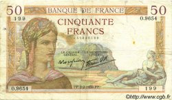 50 Francs CÉRÈS modifié FRANCE  1939 F.18.21 TB