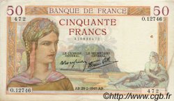 50 Francs CÉRÈS modifié FRANCE  1940 F.18.40 TTB+