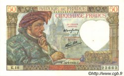 50 Francs JACQUES CŒUR FRANCE  1940 F.19.03 SUP à SPL