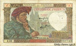 50 Francs JACQUES CŒUR FRANCE  1941 F.19.08 pr.TB