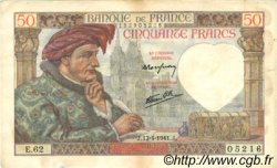 50 Francs JACQUES CŒUR FRANCE  1941 F.19.08 TTB