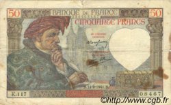 50 Francs JACQUES CŒUR FRANKREICH  1941 F.19.14 S