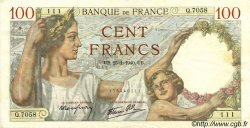100 Francs SULLY FRANCE  1940 F.26.21 TTB+