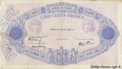 500 Francs BLEU ET ROSE modifié Grand numéro FRANCE  1939 F.31.25 TB+