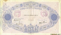 500 Francs BLEU ET ROSE modifié FRANCE  1939 F.31.49 TB+