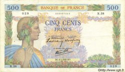 500 Francs LA PAIX FRANCE  1940 F.32.01 TB+