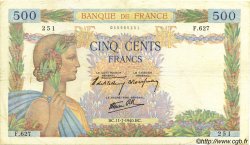 500 Francs LA PAIX FRANCE  1940 F.32.04 TB+
