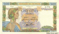 500 Francs LA PAIX FRANCE  1943 F.32.44 TTB+