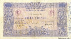 1000 Francs BLEU ET ROSE FRANCE  1921 F.36.37 TB