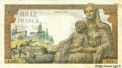 1000 Francs DÉESSE DÉMÉTER FRANCE  1942 F.40.08 TB