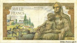 1000 Francs DÉESSE DÉMÉTER FRANCE  1942 F.40.14 TB+