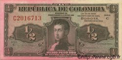 1/2 Peso Oro COLOMBIE  1953 P.345b TTB