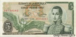 5 Pesos Oro COLOMBIE  1981 P.406f SUP+