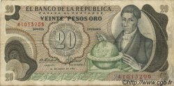 20 Pesos Oro COLOMBIE  1973 P.409a TB