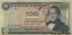 100 Pesos Oro COLOMBIE  1971 P.410c TB+