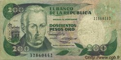 200 Pesos Oro COLOMBIE  1988 P.429d TB