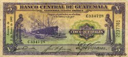 5 Quetzales GUATEMALA  1943 P.016a TB
