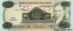 100000 Cordobas sur 500 Cordobas NICARAGUA  1987 P.149