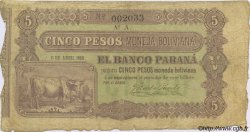 5 Pesos Bolivianos ARGENTINE  1868 PS.1817a B à TB
