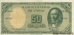 5 Centesimos sur 50 Pesos CHILI  1960 P.126b TTB