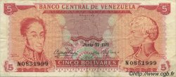 5 Bolivares VENEZUELA  1971 P.050e TTB