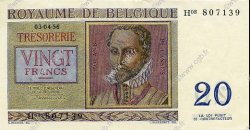 20 Francs BELGIQUE  1956 P.132 SPL
