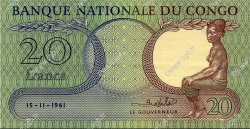 20 Francs CONGO (RÉPUBLIQUE)  1961 P.004a SUP à SPL