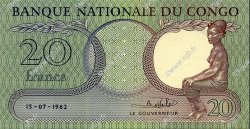 20 Francs RÉPUBLIQUE DÉMOCRATIQUE DU CONGO  1962 P.004a pr.NEUF