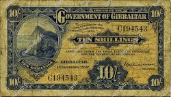 10 Shillings GIBRALTAR  1937 P.14a B+