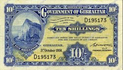 10 Shillings GIBRALTAR  1958 P.14b TTB