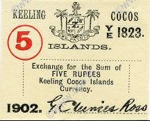 5 Rupees ÎLES KEELING COCOS  1902 PS.128 pr.NEUF