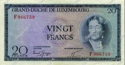 20 Francs LUXEMBOURG  1955 P.49a SUP