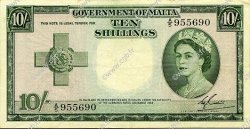 10 Shillings MALTE  1954 P.23a TTB+