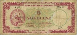 5 Scellini SOMALIE  1962 P.01a TB