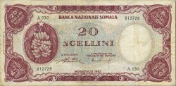 20 Scellini SOMALIE  1962 P.03a TB à TTB