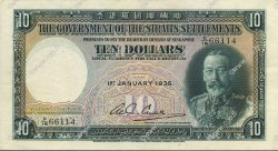 10 Dollars MALAISIE - ÉTABLISSEMENTS DES DÉTROITS  1935 P.18b SUP