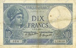 10 Francs MINERVE FRANCE  1925 F.06.09 TTB