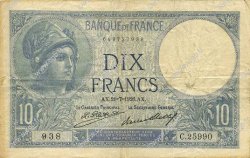 10 Francs MINERVE FRANCE  1926 F.06.11 TB+