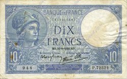 10 Francs MINERVE modifié FRANCE  1939 F.07.08 TB+