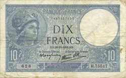 10 Francs MINERVE modifié FRANCE  1939 F.07.13 TB+