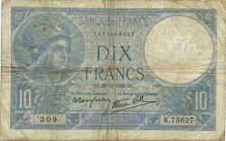 10 Francs MINERVE modifié FRANCE  1939 F.07.13 B+