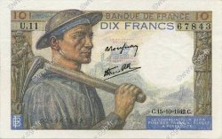10 Francs MINEUR FRANCE  1942 F.08.04 SUP à SPL