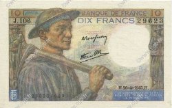 10 Francs MINEUR FRANCE  1945 F.08.14 SPL