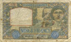 20 Francs TRAVAIL ET SCIENCE FRANCE  1940 F.12.09 B+