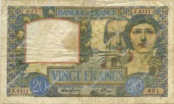 20 Francs TRAVAIL ET SCIENCE FRANCE  1941 F.12.14 TB