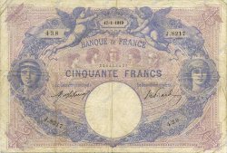 50 Francs BLEU ET ROSE FRANCE  1919 F.14.32 TB