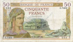 50 Francs CÉRÈS modifié FRANCE  1938 F.18.07 pr.TB