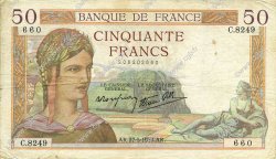 50 Francs CÉRÈS modifié FRANCE  1938 F.18.13 TB+