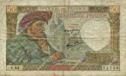 50 Francs JACQUES CŒUR FRANCE  1941 F.19.07 TB